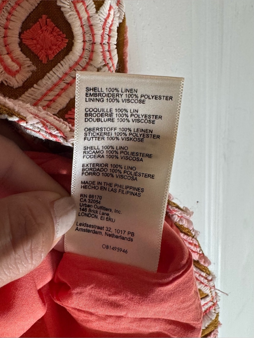 By Anthropologie Slim Mini Skirt Linen Apricot Tan Embroidered Women’s Size 2 - Picture 9 of 14